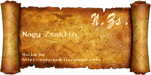 Nagy Zsaklin névjegykártya